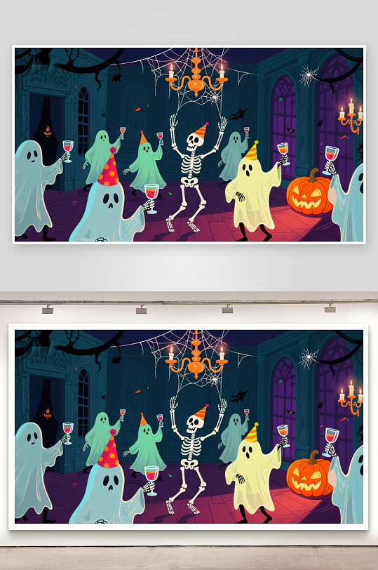 幽灵与骷髅的万圣节派对-众图网