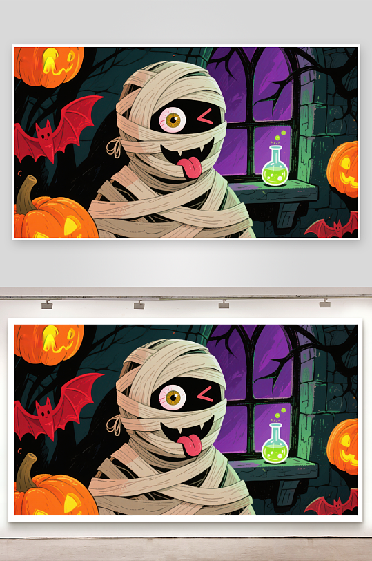 万圣节木乃伊的欢乐夜晚-众图网