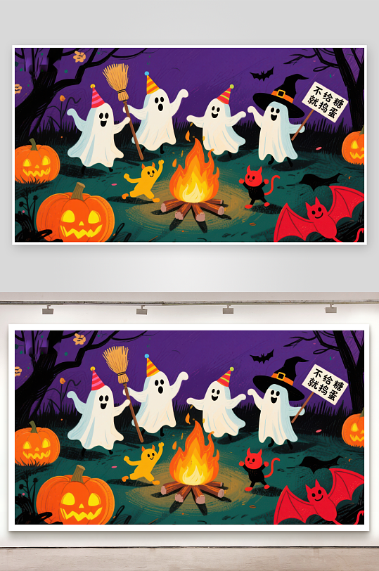 万圣节幽灵篝火晚会-众图网