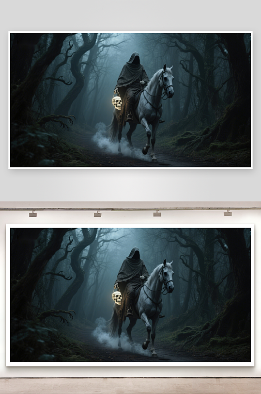 幽灵骑士在雾林中骑行-众图网