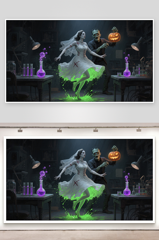 幽灵新娘与僵尸共舞-众图网