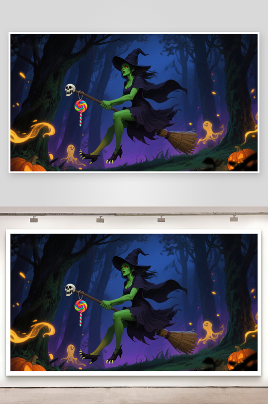 巫女夜行森林糖果与幽灵相伴-众图网