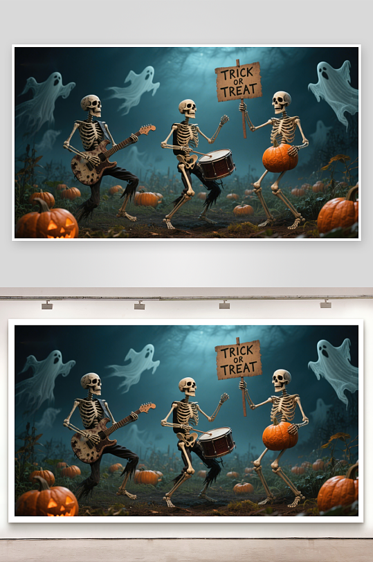 骷髅乐队南瓜地演奏-众图网