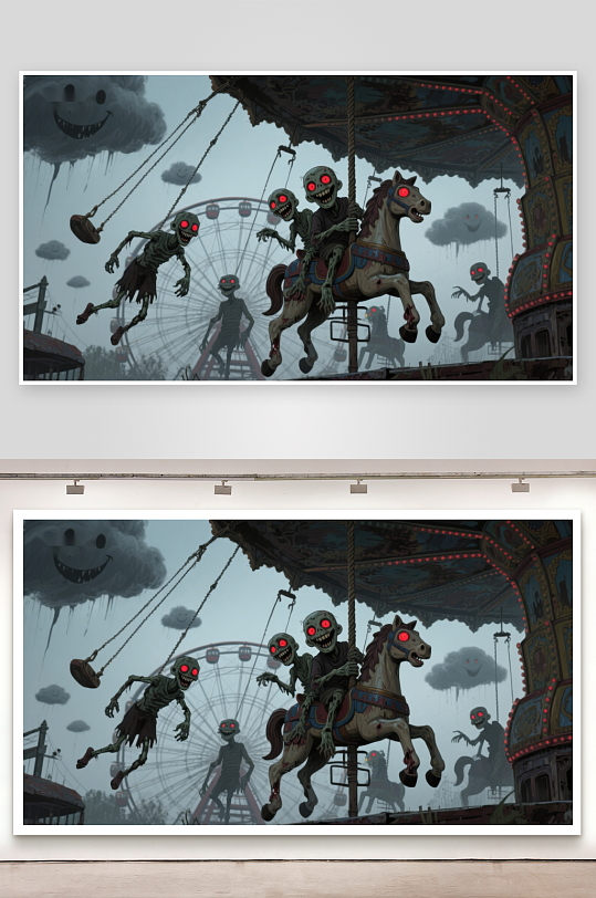 诡异游乐园中的骷髅骑手-众图网