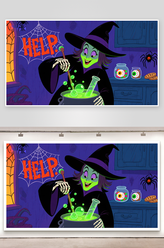 巫婆在厨房施展魔法-众图网