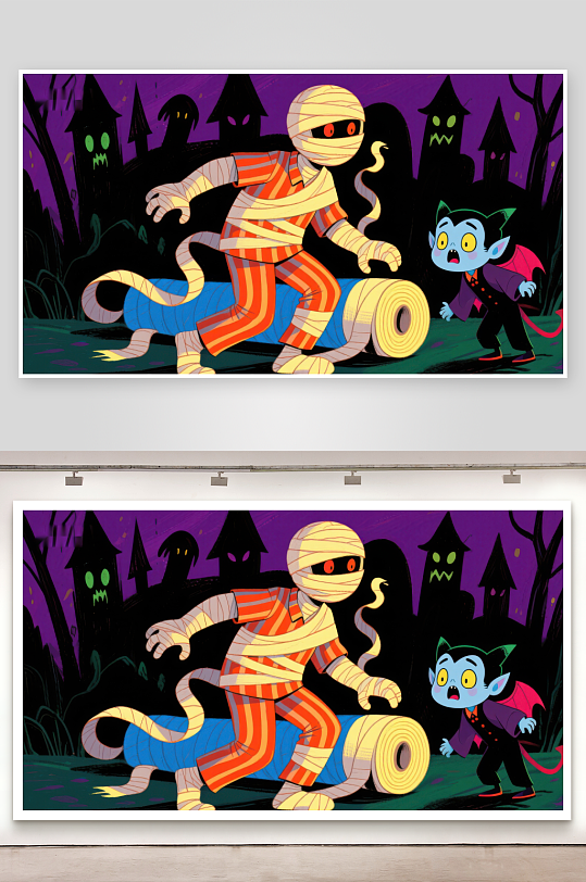 万圣节夜木乃伊与小吸血鬼的冒险-众图网