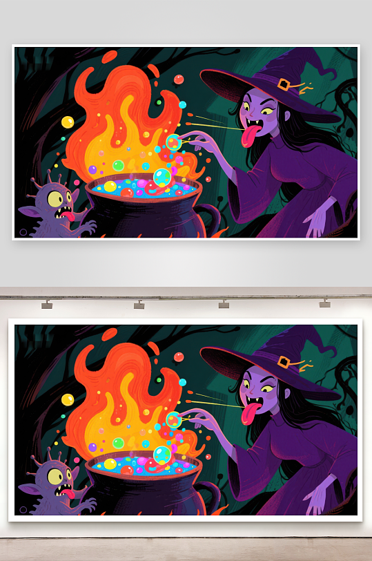 女巫夜煮魔法药水-众图网