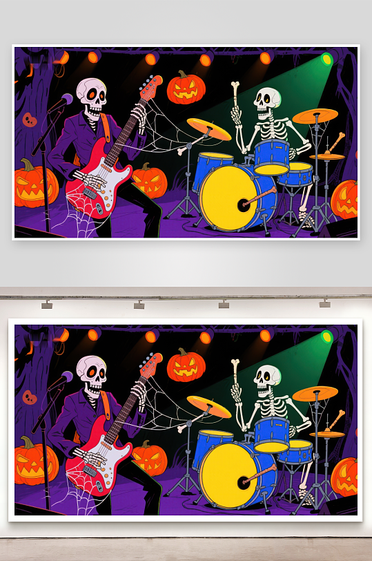 骷髅乐队万圣节表演-众图网