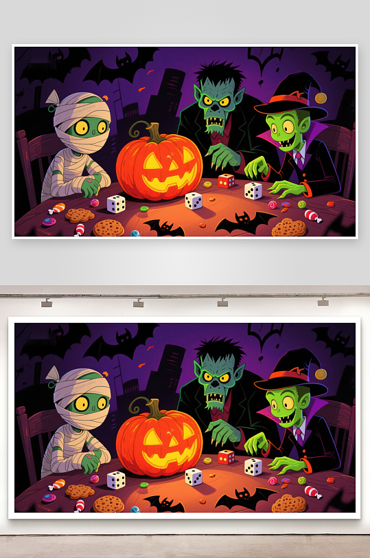 万圣节角色围桌游戏-众图网