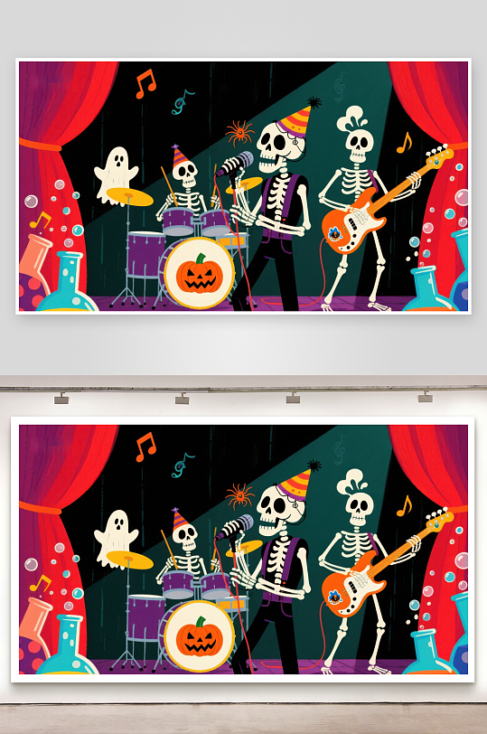 骷髅乐队欢乐演出-众图网