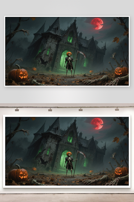 幽灵城堡前的骷髅守卫-众图网