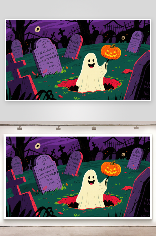 墓地里的万圣节幽灵-众图网