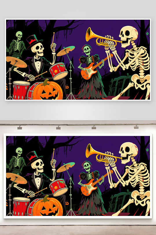 骷髅乐队万圣节演奏-众图网