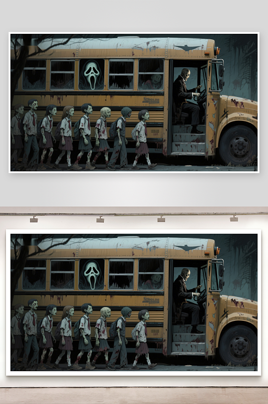 恐怖校车与僵尸儿童-众图网