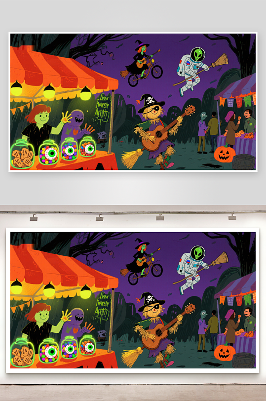 万圣节夜市的奇幻派对-众图网