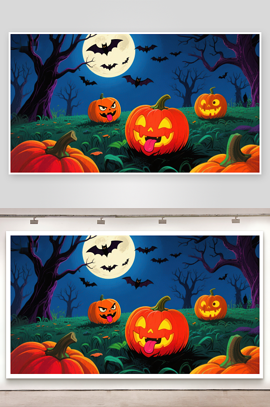 万圣节南瓜灯夜景-众图网