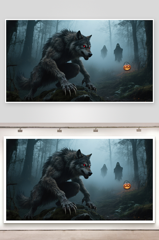 森林中的狼人与幽灵-众图网