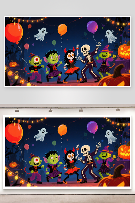 万圣节派对欢乐角色共舞-众图网