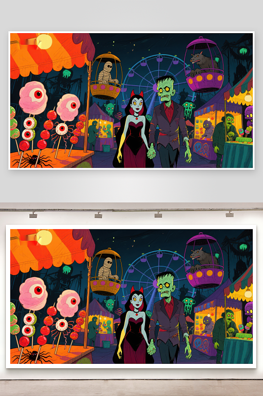 万圣节游乐园的奇幻夜-众图网