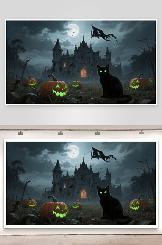 万圣夜城堡与南瓜灯-众图网