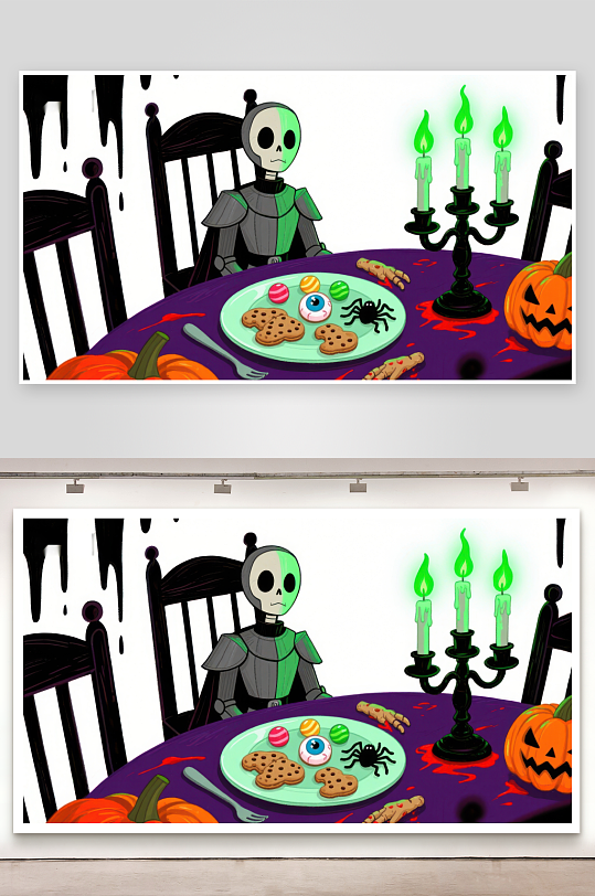 骷髅骑士的万圣节晚餐-众图网