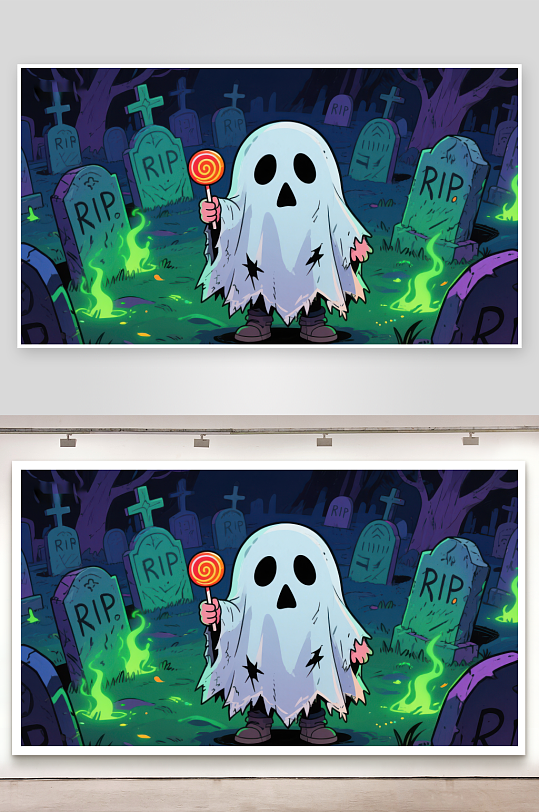 墓地中的糖果幽灵-众图网