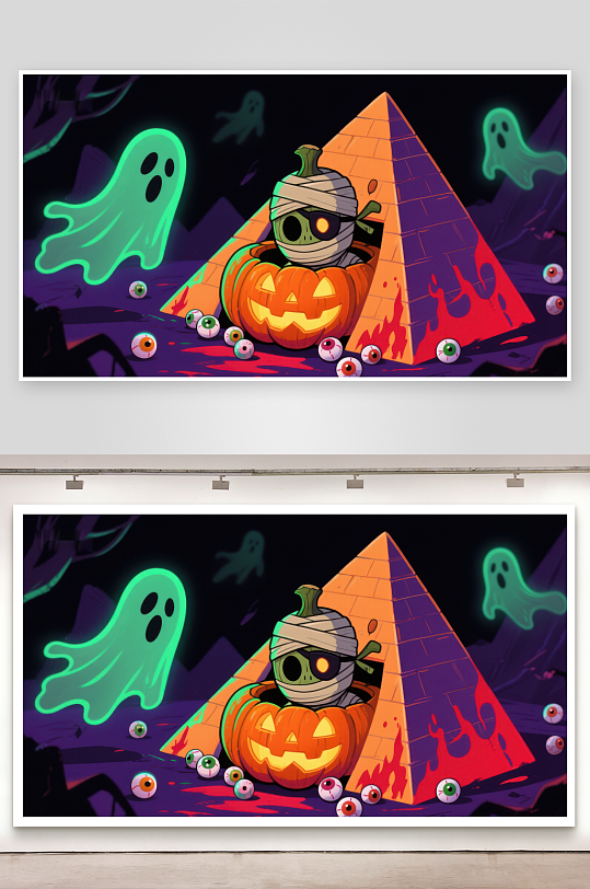 万圣节南瓜灯中的木乃伊-众图网