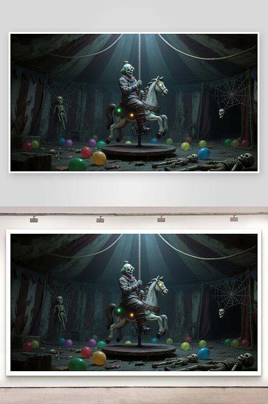恐怖马戏团中的骷髅小丑-众图网
