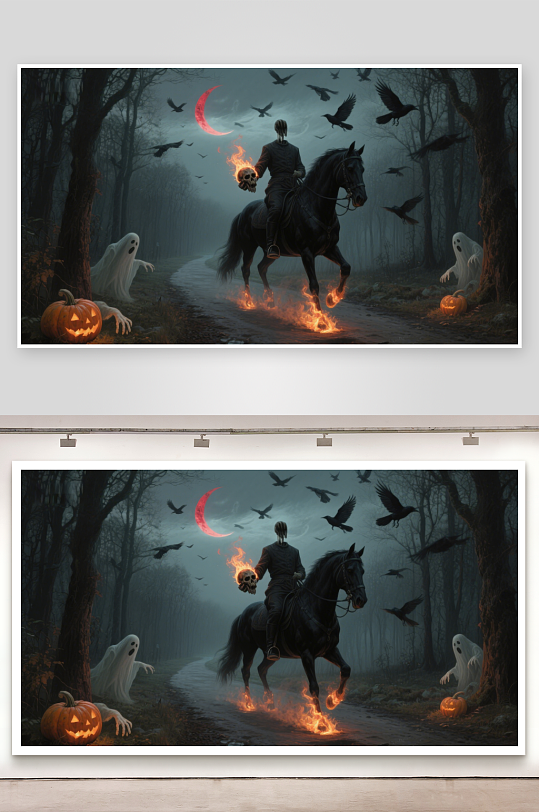 幽灵骑士夜行神秘森林-众图网