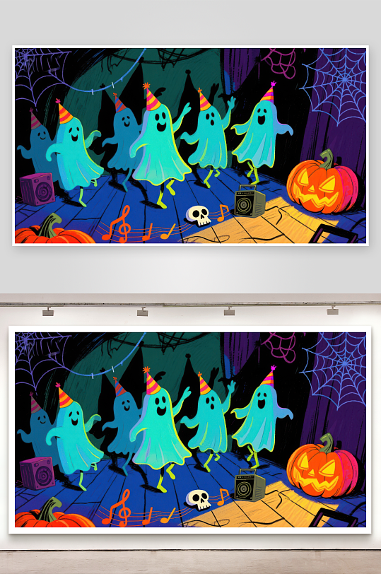 万圣节幽灵派对欢乐场景-众图网
