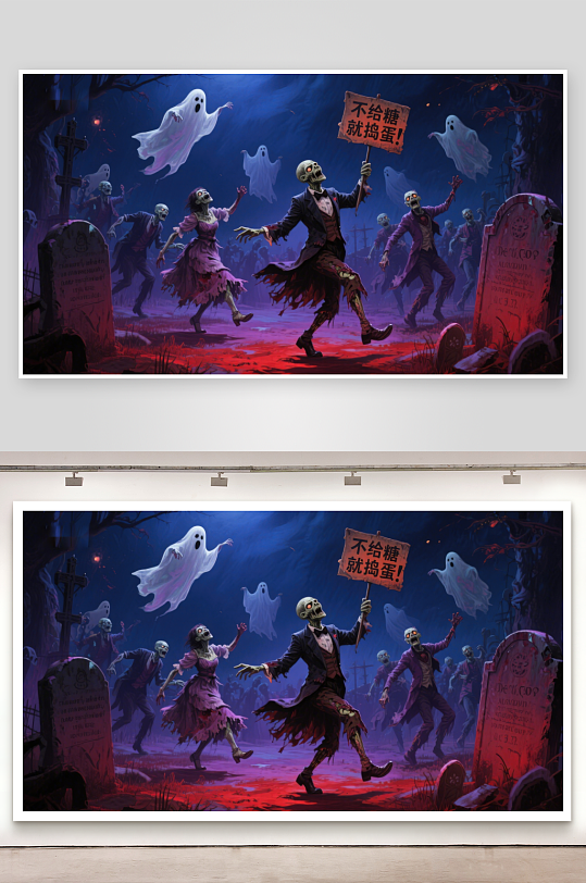 万圣节墓地狂欢夜-众图网