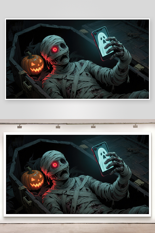 木乃伊自拍棺材中的现代恐怖-众图网