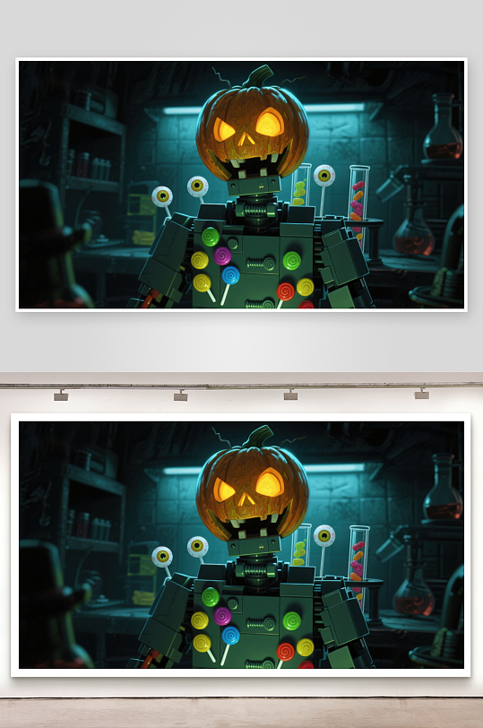 南瓜头机器人在实验室-众图网