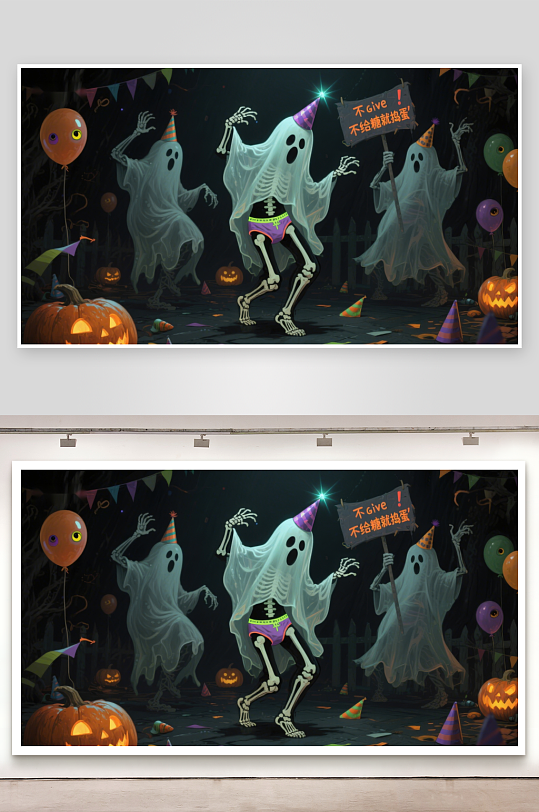 万圣节幽灵派对骷髅欢乐舞动-众图网