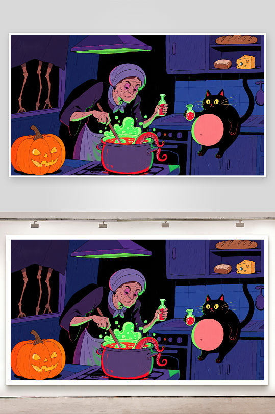 女巫厨房里的魔法之夜-众图网