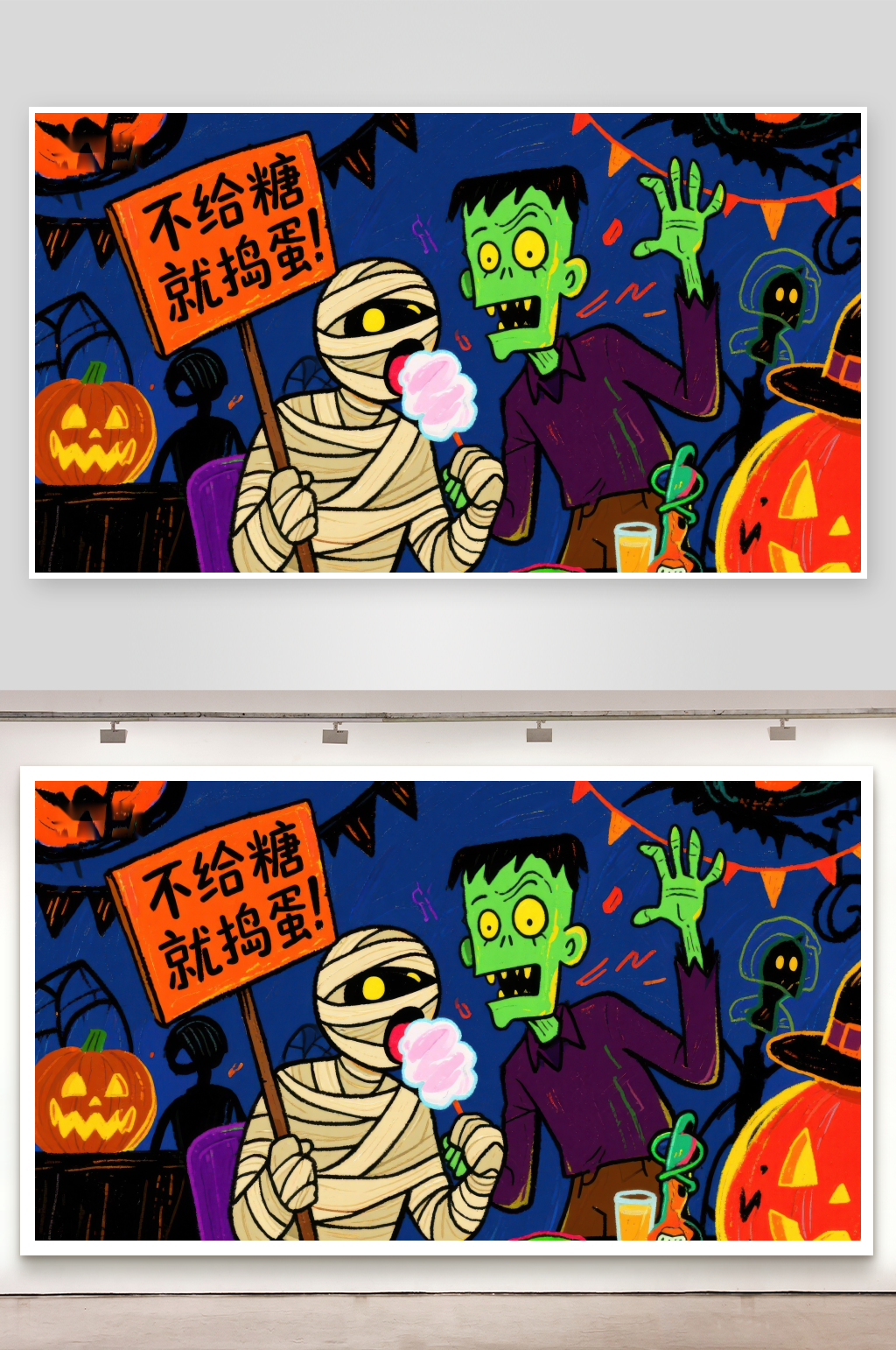 万圣节派对木乃伊与僵尸的欢乐时光素材
