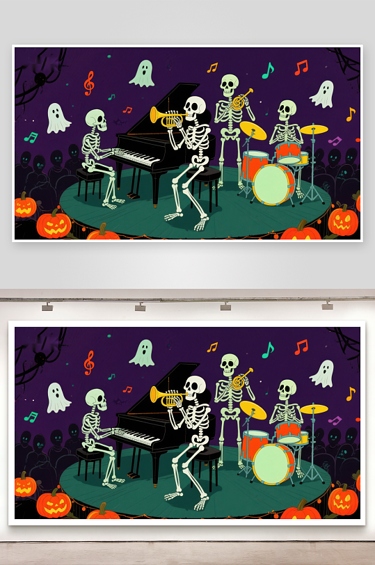 骷髅乐队万圣节音乐会-众图网