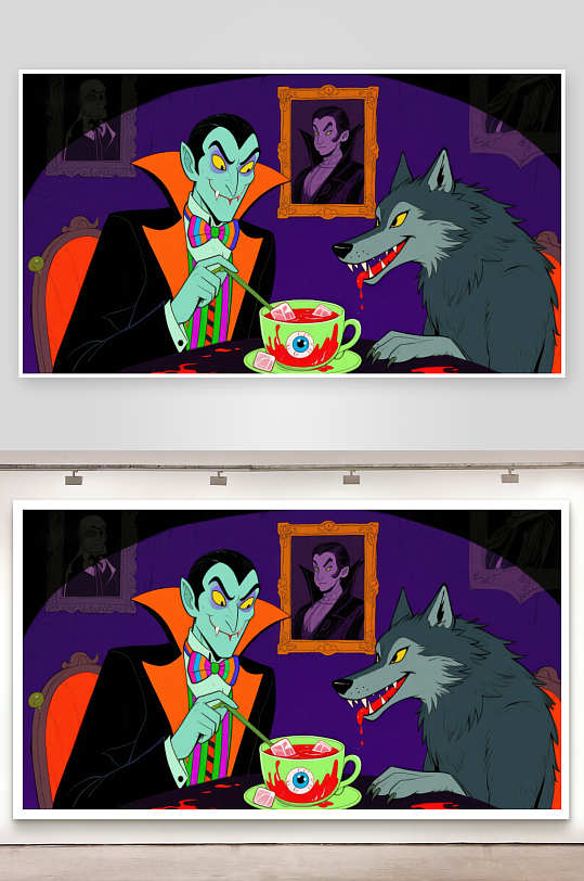 吸血鬼与狼人共饮神秘茶-众图网