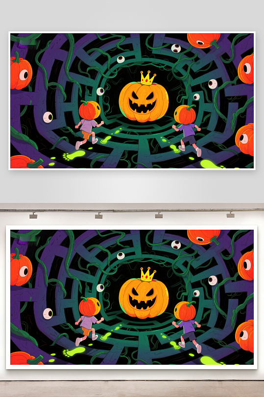 南瓜灯隧道中的欢乐万圣节-众图网