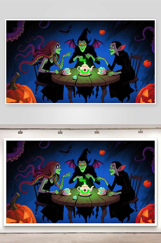 万圣夜三妖共聚茶会-众图网