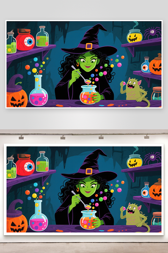 万圣节女巫魔法实验-众图网