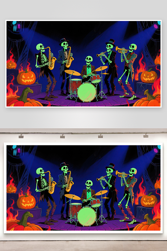 万圣节骷髅乐队表演-众图网
