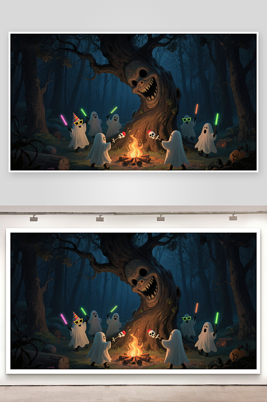 幽灵森林篝火晚会-众图网