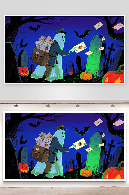 幽灵邮差在墓地送信-众图网