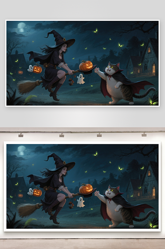 万圣夜巫女与吸血鬼猫的奇幻飞行-众图网