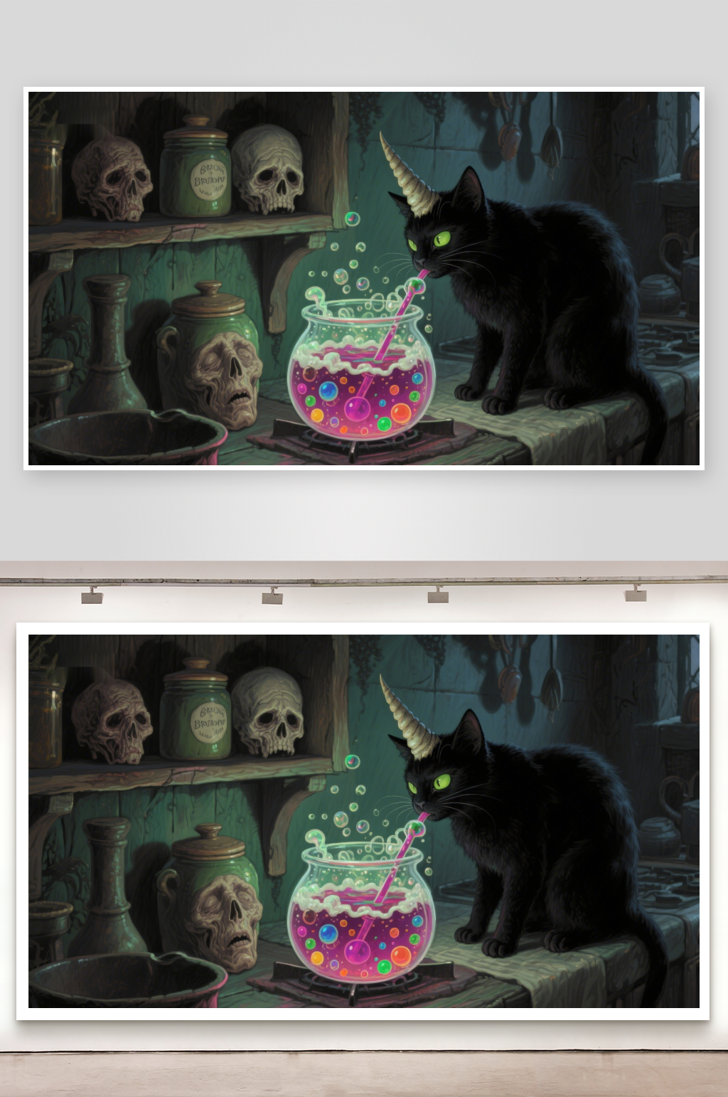 神秘黑猫与魔法药剂素材
