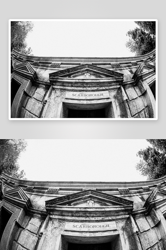 Scarborough建筑入口黑白影像-众图网
