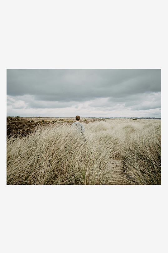 一人伫立于荒野草丛中-众图网