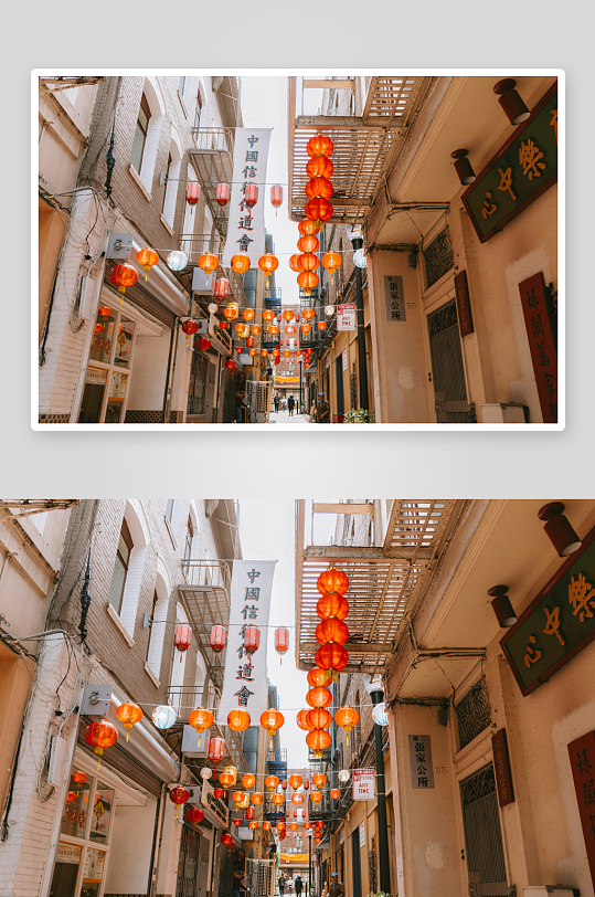 中式街巷挂满灯笼-众图网