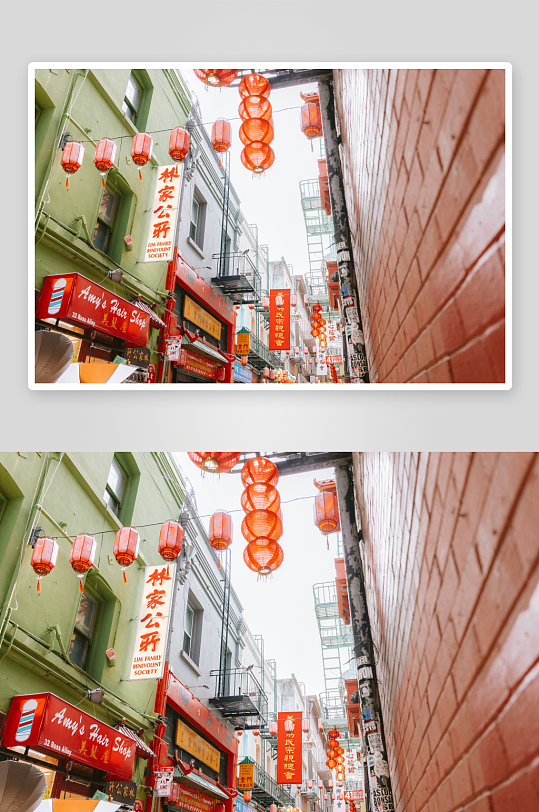 中式街巷红灯笼装饰-众图网